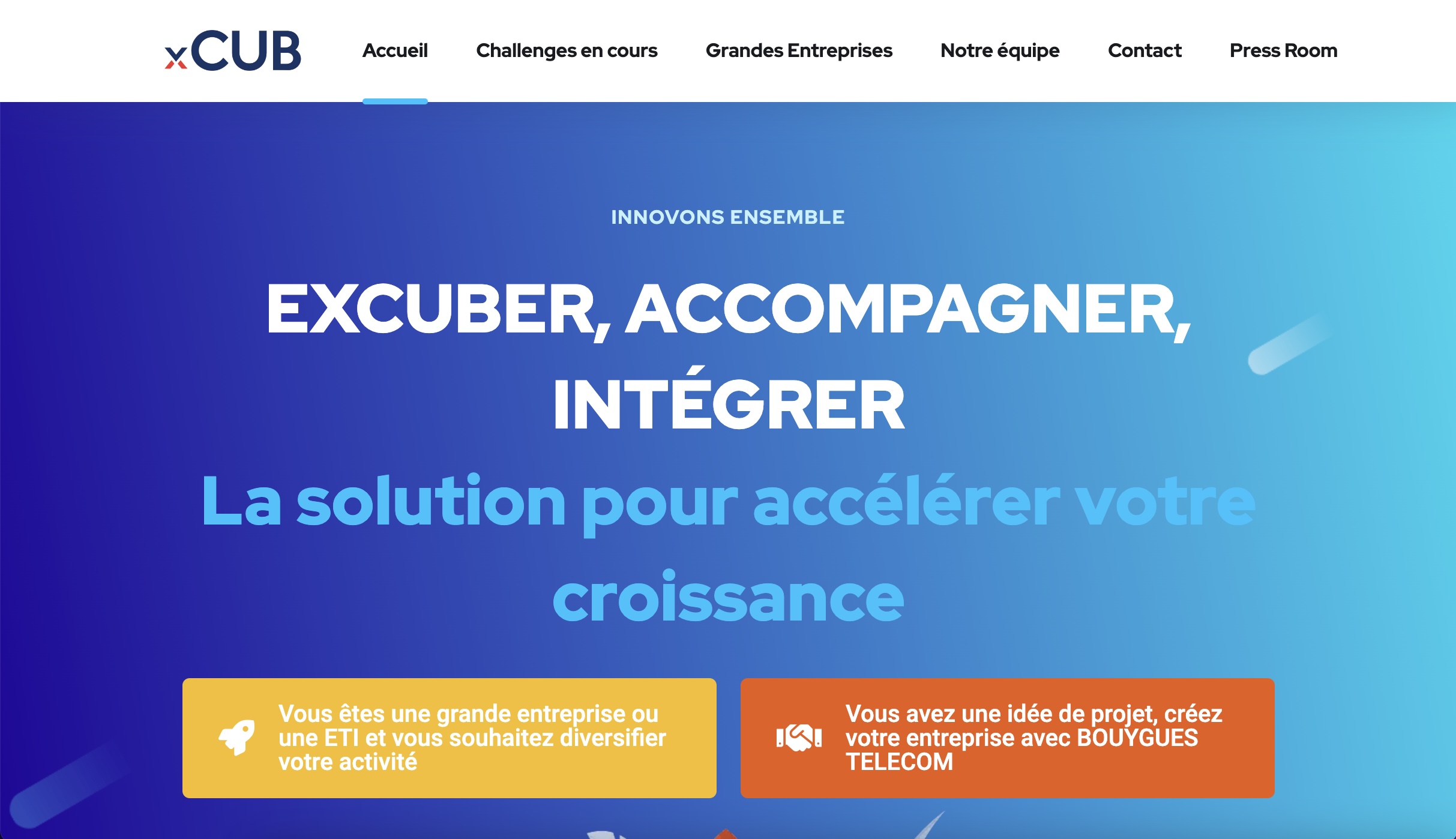 Page d'accueil du site xCub