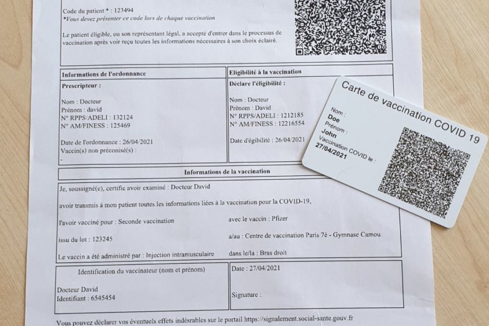 Carte de vaccination digitale via QR Code